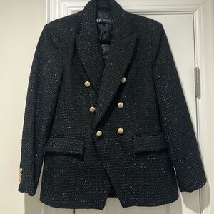 Zara metallic thread blazer with gold buttons